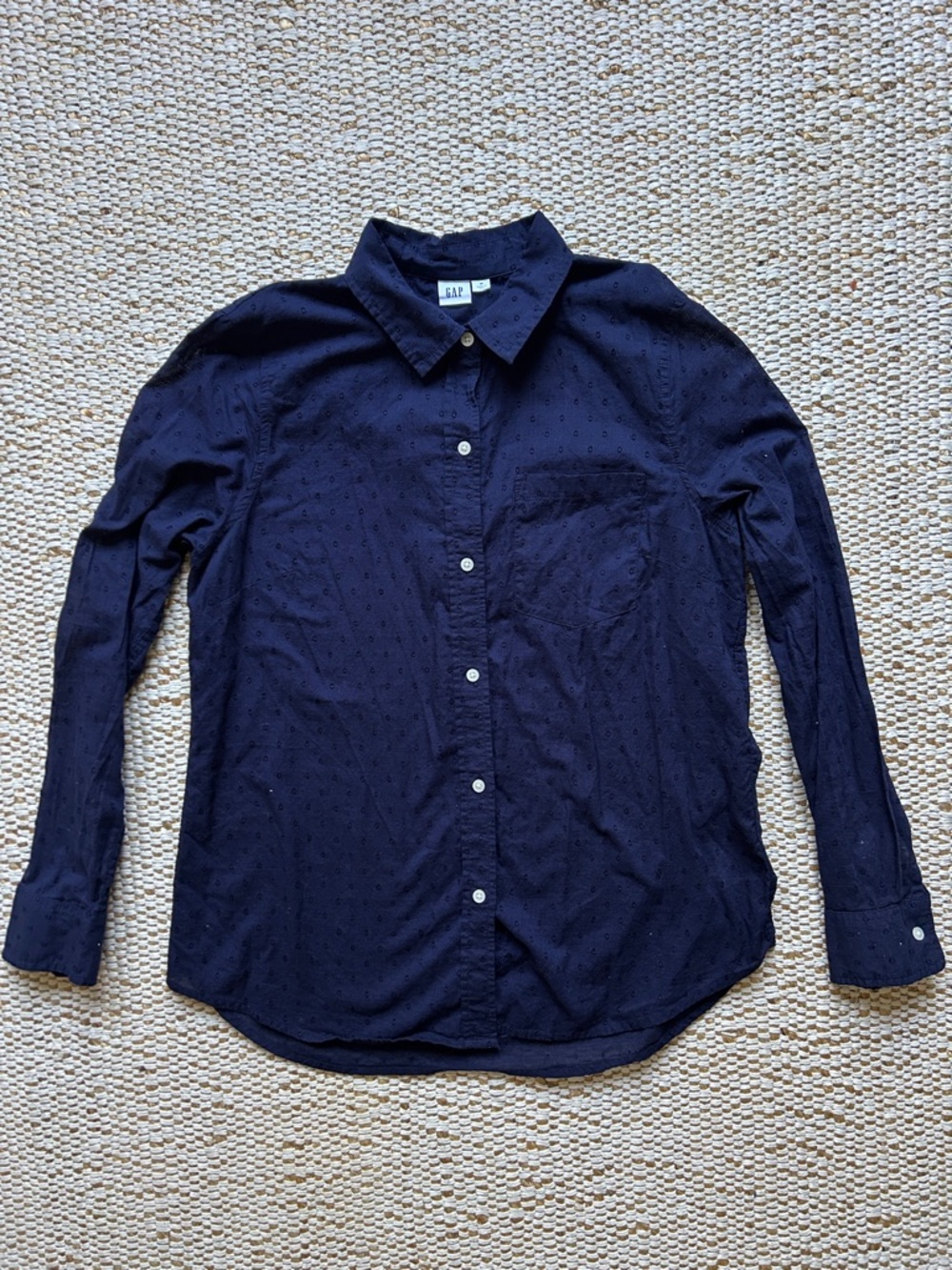 Gap cotton long-sleeved blouse with embroidered dot pattern